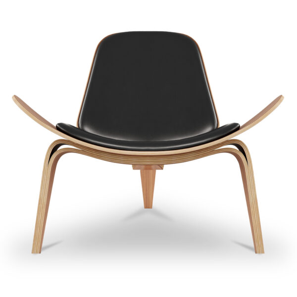 36" Black and Brown Genuine Leather Lounge Chair