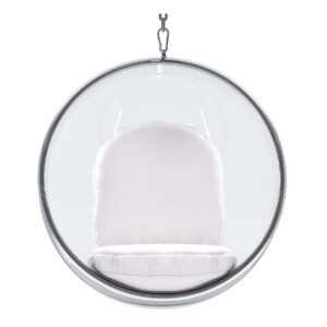 42" White Faux Leather Balloon Chair