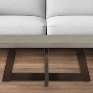 55" Gray And Brown Concrete And Solid Wood Coffee Table