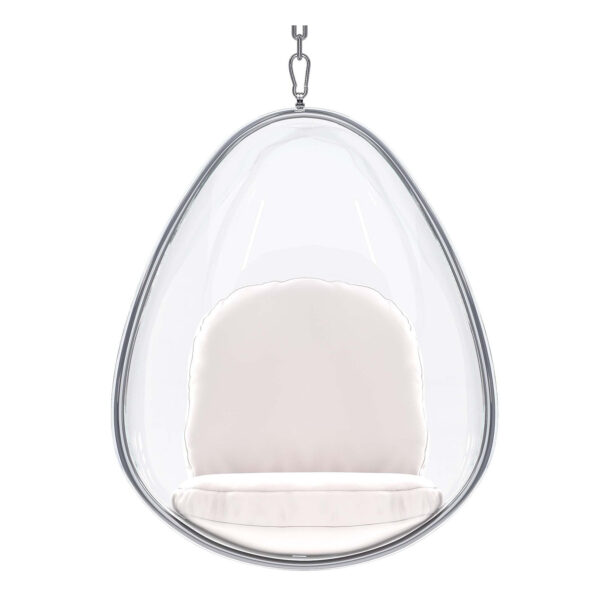 27" White Faux Leather Balloon Chair
