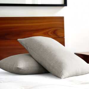 Set of Two Light Gray Linen Pillowcases