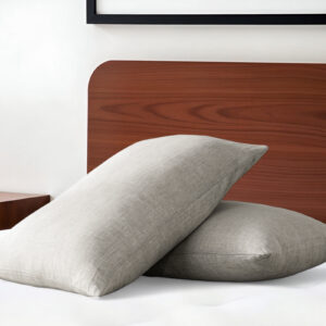Set of Two Light Gray Linen Pillowcases