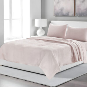 Four Piece Light Pink Linen Sheet Set