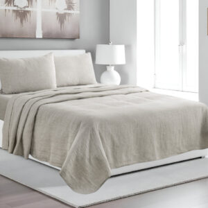 Four Piece Light Gray Linen Sheet Set