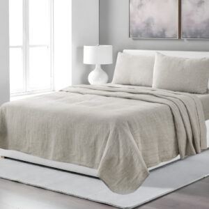 Four Piece Light Gray Linen Sheet Set