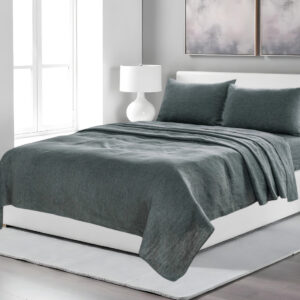 Four Piece Slate Gray Linen Sheet Set