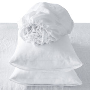 Four Piece White Linen Sheet Set