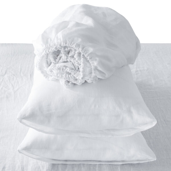Four Piece White Linen Sheet Set