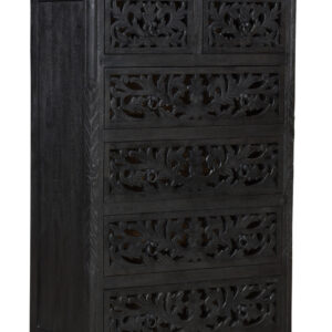 35" Black Solid Wood Six Drawer Chest