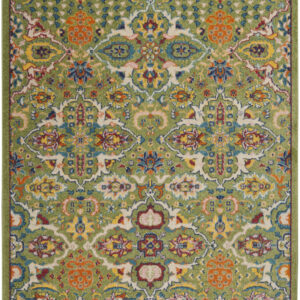 4' X 6' Green Floral Power Loom Area Rug