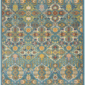 8' X 10' Blue Floral Power Loom Area Rug