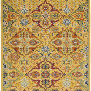 4' X 6' Yellow Floral Power Loom Area Rug