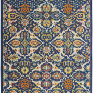 6' X 9' Blue Floral Power Loom Area Rug