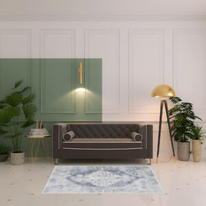 4' X 6' Blue Oriental Power Loom Distressed Washable Area Rug