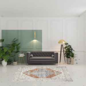 7' X 9' Gray Oriental Power Loom Distressed Washable Area Rug