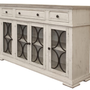 74" Ivory Solid and Manufactured Wood Distressed Credenza