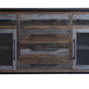 71" Brown Solid and Manufactured Wood Distressed Buffet Table