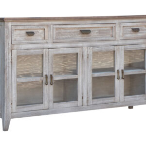 67" White Solid and Manufactured Wood Distressed Credenza