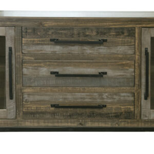 69" Brown Solid and Manufactured Wood Distressed Buffet Table