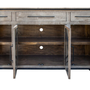 72" Brown Solid and Manufactured Wood Distressed Credenza