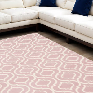 6' X 9' Pink and Ivory Moroccan Power Loom Area Rug