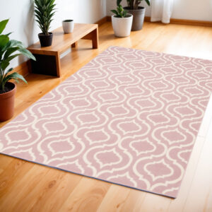 4' X 6' Pink and Ivory Moroccan Power Loom Area Rug