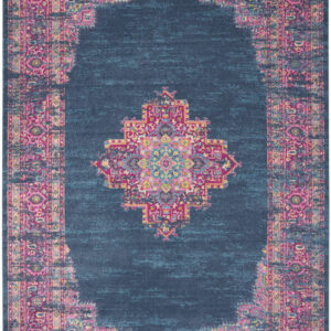 12' X 18' Blue Moroccan Power Loom Distressed Area Rug