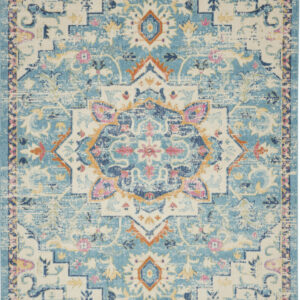 9' X 12' Ivory Floral Power Loom Area Rug