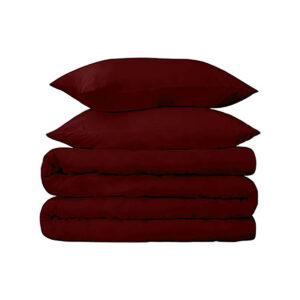 Burgundy Twin Cotton Blend 650 Thread Count Washable Duvet Cover Set