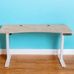 55" Adjustable Light Khaki and White Computer Desk