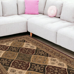 10' X 13' Red and Black Oriental Washable Non Skid Area Rug
