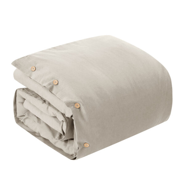 Beige Queen 100% Cotton 180 Thread Count Washable Duvet Cover Set