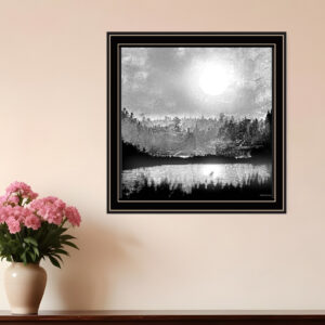 Big Moon Lake Black Framed Print Wall Art