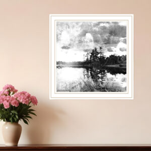 Lakeside Pines White Framed Print Wall Art