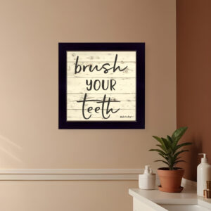 Brush your Teeth Black Framed Print Bathroom Wall Art