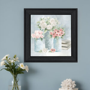 Pastel Peonies Pretties Black Framed Print Wall Art