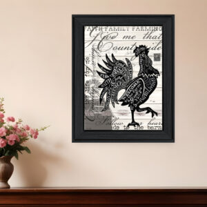 WELCOME TO THE FARM CHICKEN Black Framed Print Wall Art