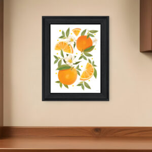 Citrus Orange Botanical Black Framed Print Wall Art