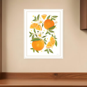 Citrus Orange Botanical White Framed Print Wall Art