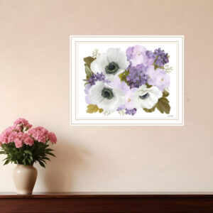 Lilacs and Anemone White Framed Print Wall Art
