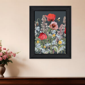 Summer Garden Buzz Black Framed Print Wall Art