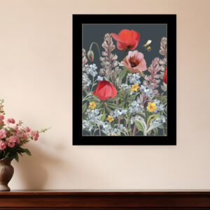 Summer Garden Buzz Black Framed Print Wall Art