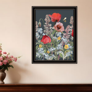 Summer Garden Buzz Black Framed Print Wall Art