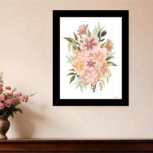 Peachy Petals Black Framed Print Wall Art