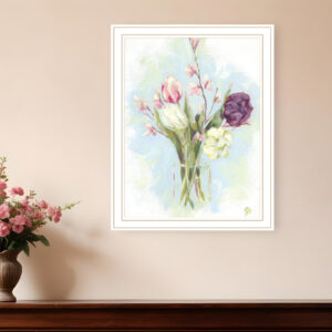 Flower Farm Bouquet White Framed Print Wall Art