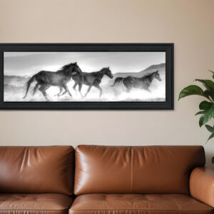Horses Rolling By Black Framed Print Wall Art