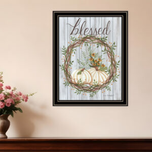 Blessed Wreath Black Framed Print Wall Art