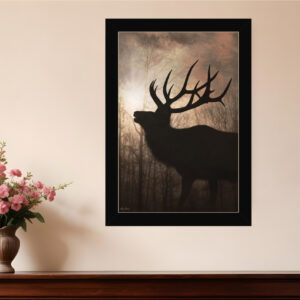 Elk Sunrise Black Framed Print Wall Art