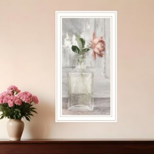 Cottage Peach Rose White Framed Print Wall Art
