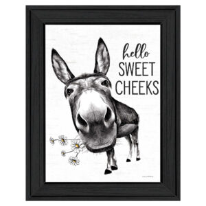 Hello Sweet Cheeks Donkey Black Framed Print Bathroom Wall Art